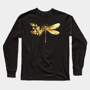 Golden flower dragonfly with rose Long Sleeve T-Shirt